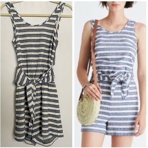 Madewell Striped Beach Tie-Front Cover-up Romper G6493